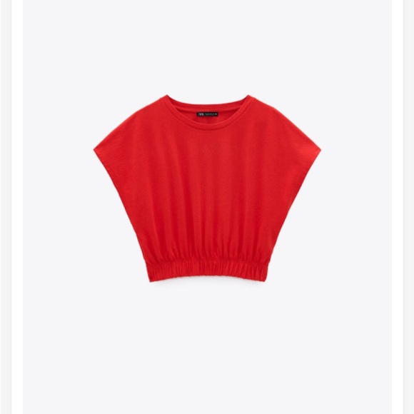Zara elastic hem top red size M soft - Picture 2 of 4